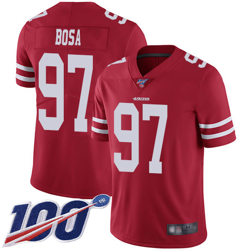 San Francisco 49ers Limited Red Men Nick Bosa Home NFL Jersey #97 100th Season Vapor Untouchable